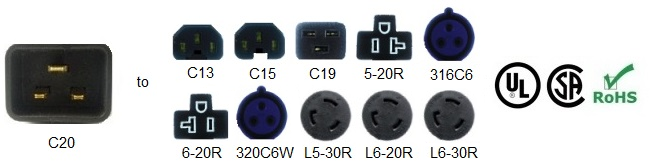 C20 Power Cord Plug Adapters