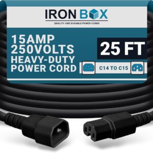 c14 to c13 power cord, yellow, 10a, 250v 5 foot length