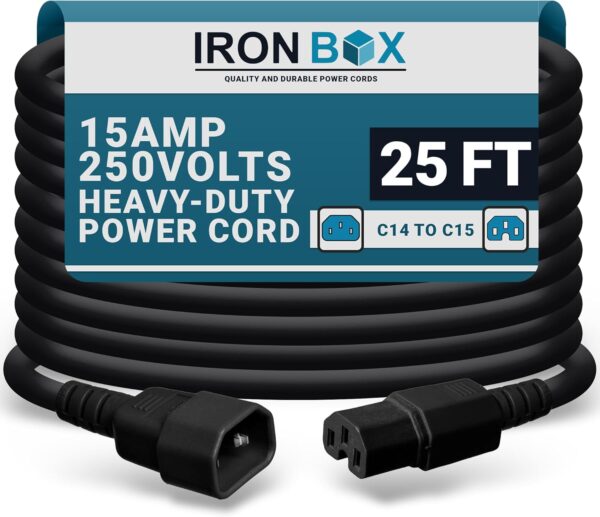 c14 to c13 power cord, yellow, 10a, 250v 5 foot length